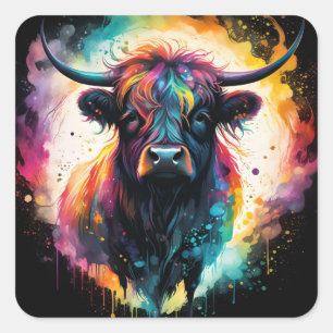 Sticker Carré Grace Ghoost : Vache Holographique Spectrale,