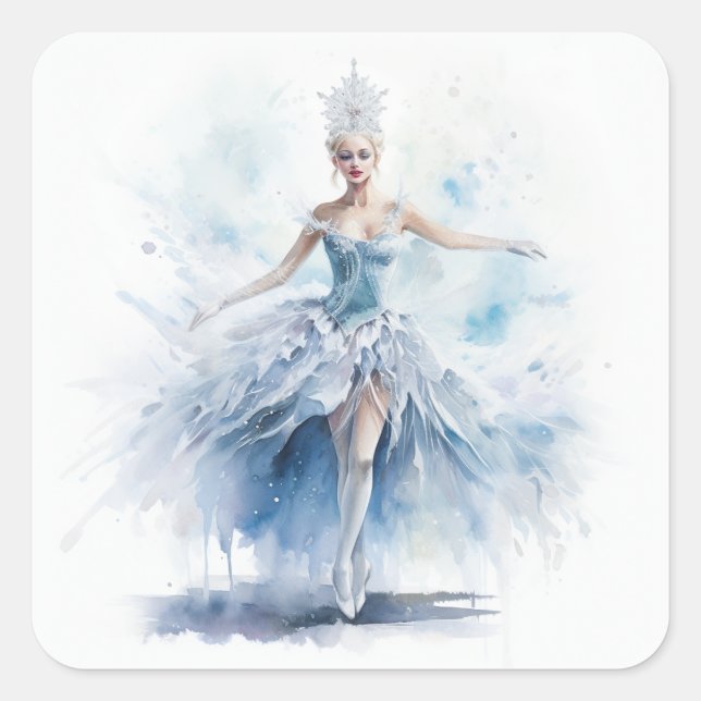 Sticker Carré Graceful Nutcracker Snow Queen in White (Devant)