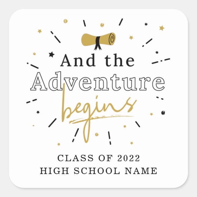 Sticker Carré Graduation 2024 Et L'Aventure Commence (Devant)