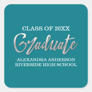 Sticker Carré Graduation Argent Faux Foil N'importe quel Arrière