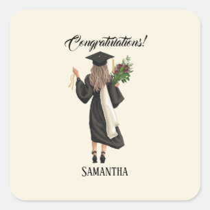 Sticker Carré Graduation de l'aquarelle personnalisée (9)