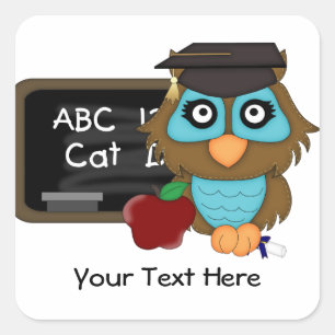 Sticker Carré Graduation des hibou1 (personnalisable)