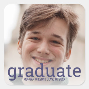 Sticker Carré Graduation Marine Bleu Blanc Revêtement photo tend