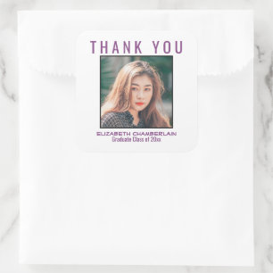 Sticker Carré Graduation Merci Noir Plum Purple Personnalisé
