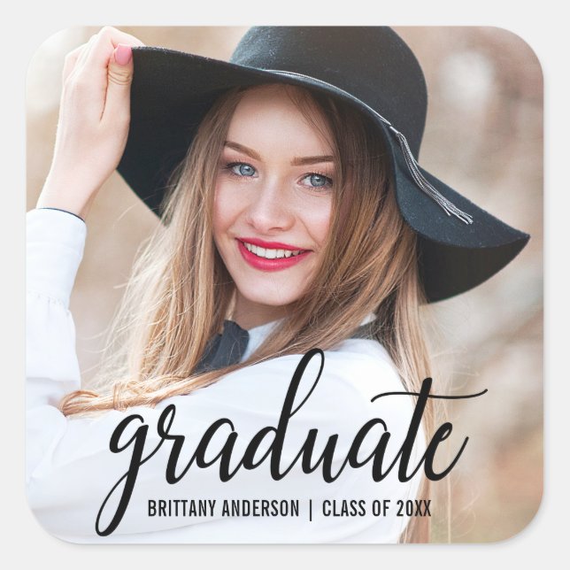 Sticker Carré Graduation photo moderne Faire-part B (Devant)