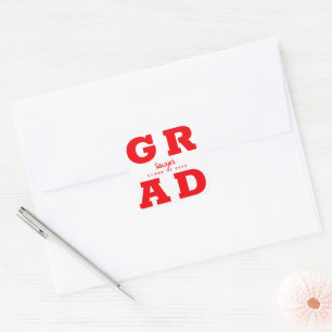 Sticker Carré Graduation rouge et blanche