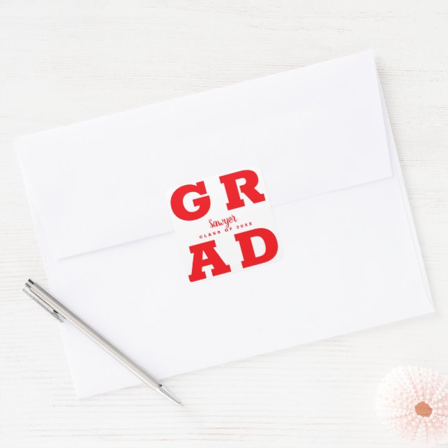 Sticker Carré Graduation rouge et blanche (Enveloppe)