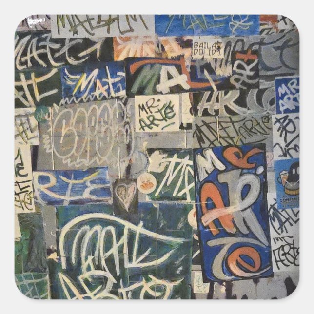Sticker Carré Graffiti coloré (Devant)