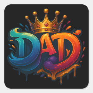 Sticker Carré Graffiti King Papa Couronne couronné d'amour et de