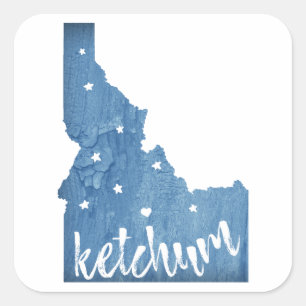 Sticker Carré Grain de bois Ketchum Idaho