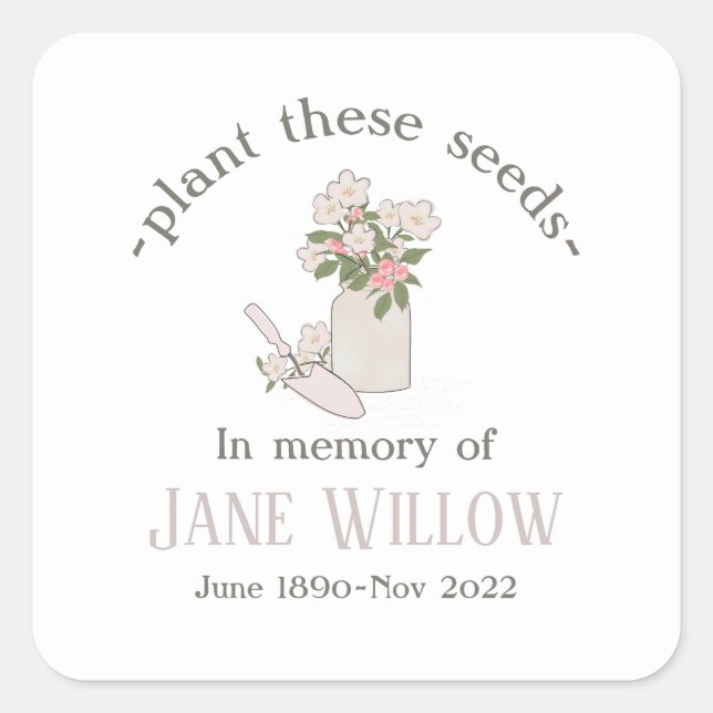 Sticker Carré Graines Plantes commémoratives de jolies fleurs (Devant)