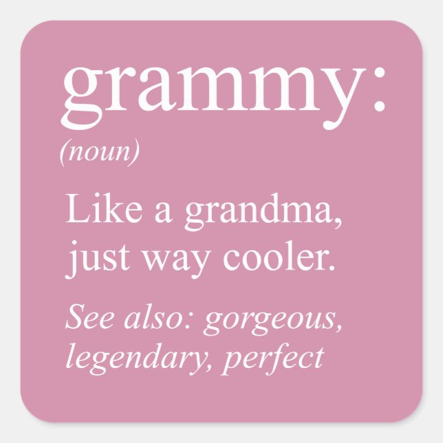 Sticker Carré Grammy Definition, Grand-mère, Bouton Cadeau Nana (Devant)