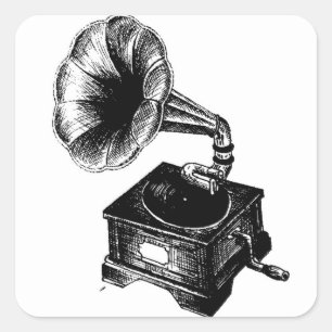 Sticker Carré Gramophone de Collection