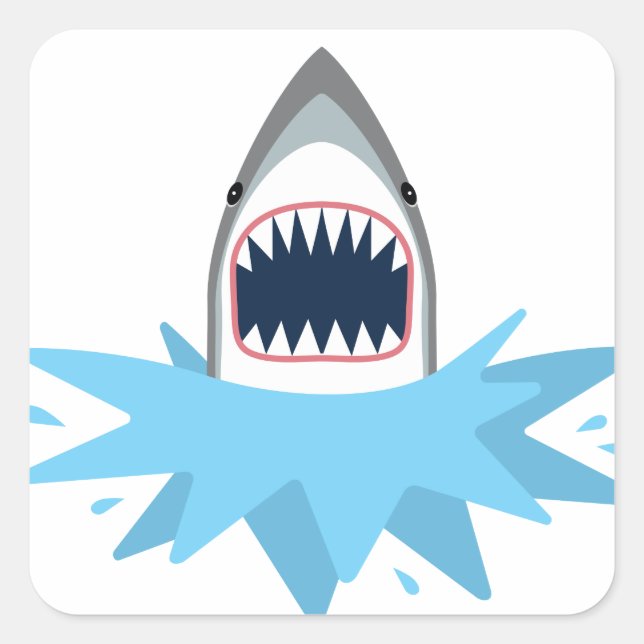 Sticker Carré Grand dessin de requin blanc (Devant)