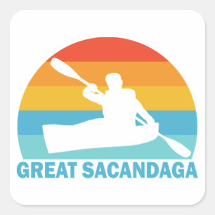 Sticker Carré Grand lac Sacandaga New York Kayak