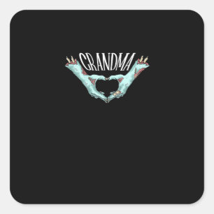 Sticker Carré Grand-mère Zombie Coeur main Halloween Costume fam