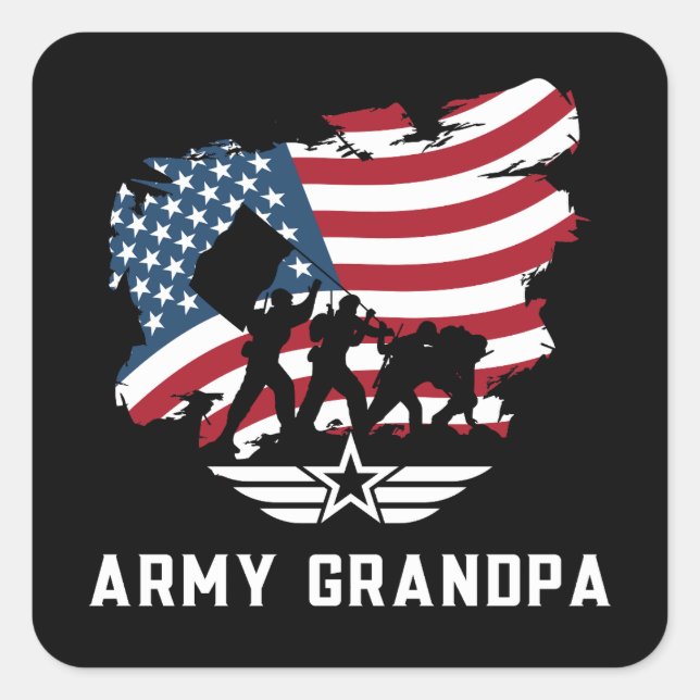 Sticker Carré Grand-père de l'armée (Devant)