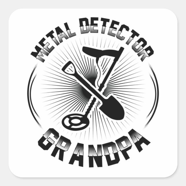 Sticker Carré Grand-père du détecteur de métal | Treasure Hunter (Devant)