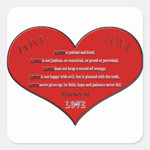Sticker Carré Grand Poème d'amour du coeur rouge