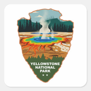 Sticker Carré Grand Prismatic Spring Yellowstone Arrowhead