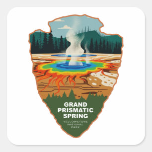 Sticker Carré Grand Prismatic Spring Yellowstone Flèche