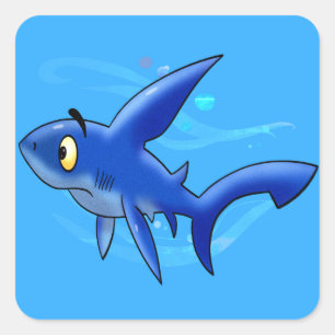 Sticker Carré Grand requin caricature