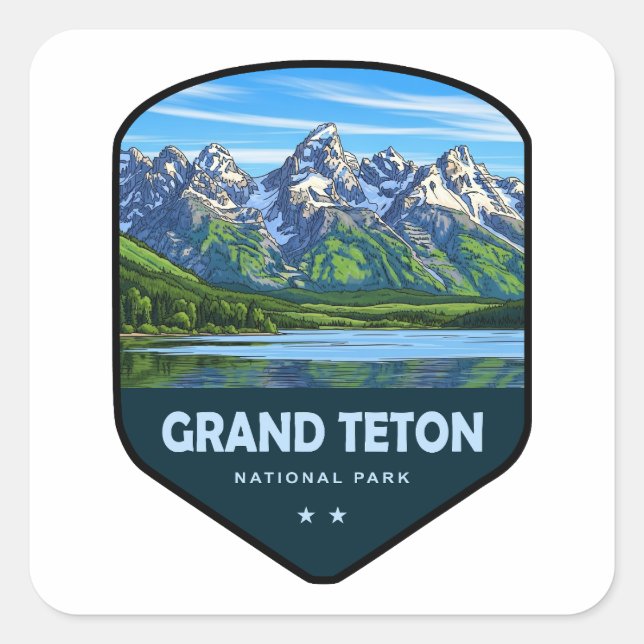 Sticker Carré Grand Teton National Park Shield (Devant)