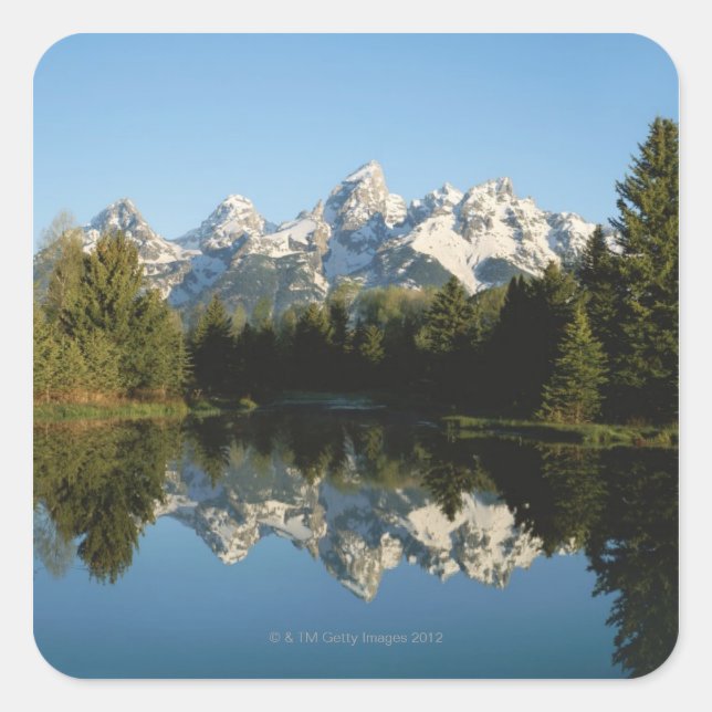 Sticker Carré Grand Teton National Park, Teton Range, Wyoming, (Devant)