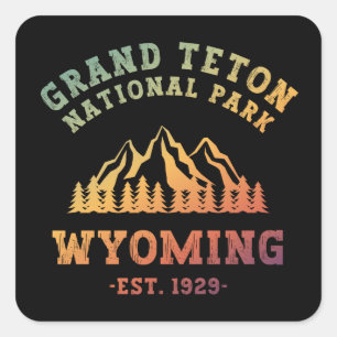 Sticker Carré Grand Teton National Park Wyoming USA Gradient