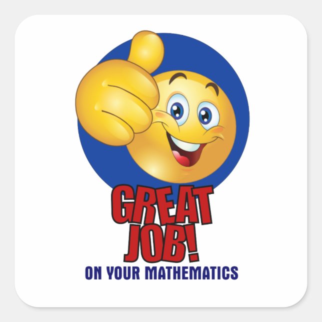 Sticker Carré Grand Travail En Mathématiques (Devant)