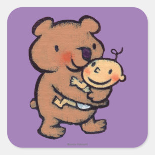 Sticker Carré Grande étreinte d'ours Brown de Leslie Patricelli