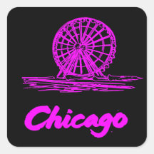 Grande Roue Navy Pier Chicago Néon Rose