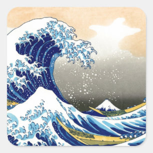 Sticker Carré Grande vague outre de ~ Hokusai de Kanagawa