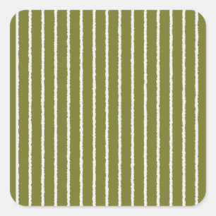 Sticker Carré Grandes vertes et blanches d'olive avec lignes iné