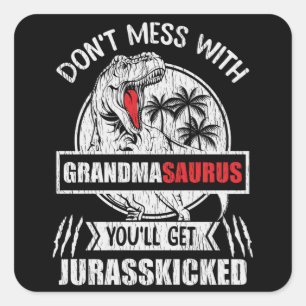 Sticker Carré Grandmasaurus Dinosaure Grand-mère Cadeau de grand
