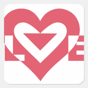 Sticker Carré Graphique d'amour cool, rose cerise