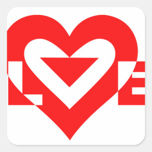 Sticker Carré Graphique d'amour cool, Rouge