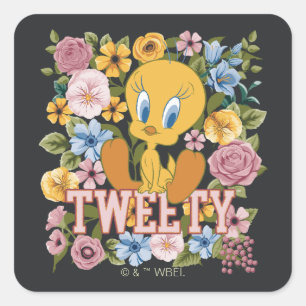 Sticker Carré Graphisme de broderie florale TWEETY™