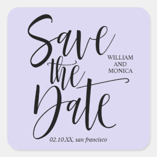 Sticker Carré Gras Calligraphie Black Lavender moderne mariage