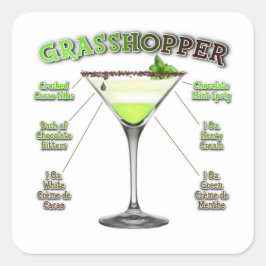 Sticker Carré GRASSHOPPER Cocktail Recette Art