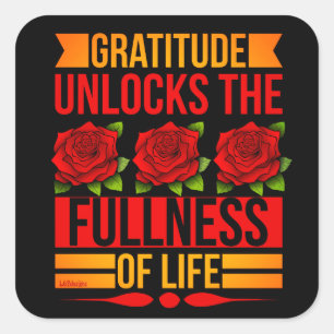 Sticker Carré GRATITUDE DÉVERROULE LA PLEINE VIE inspirante