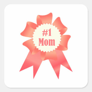 Sticker Carré Gratitude Numéro Une maman lauréat du prix ruban