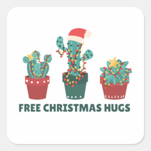 Sticker Carré Gratuit Enceintes de Noël Funny Cactus Carré Plant