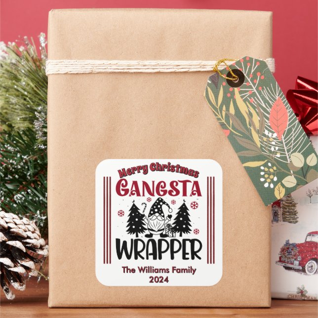Sticker Carré Graveuse Festive Gangsta avec éléments de Noël (vacances)