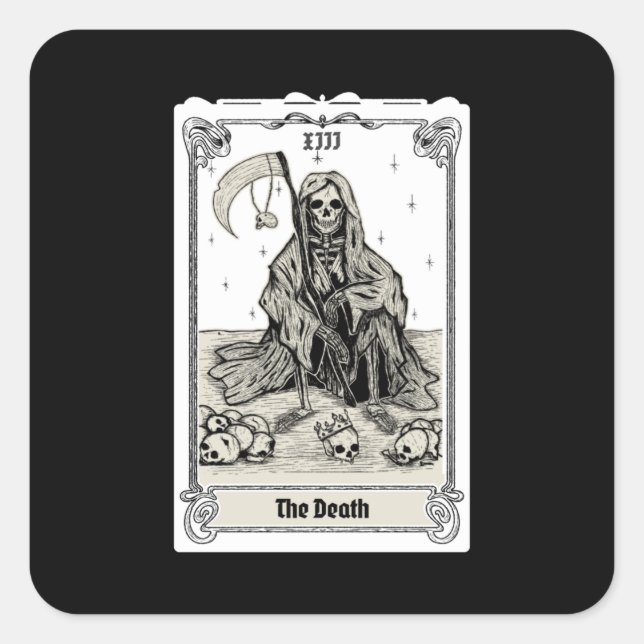 Sticker Carré gravure tarot de la mort XIII (Devant)