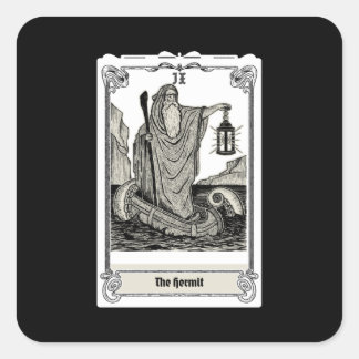 Sticker Carré gravure tarot The Hermit IX
