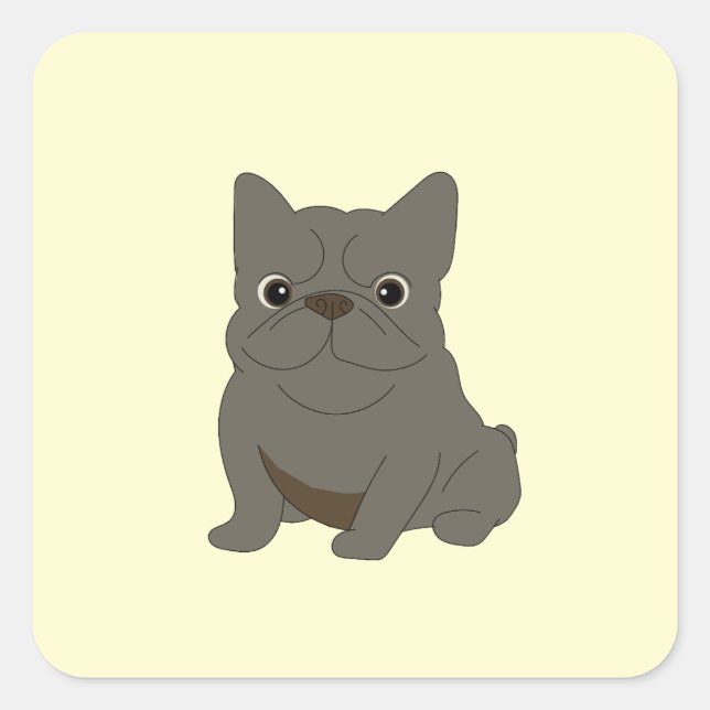Sticker Carré Gray Baby French Bulldog, Cream, (Devant)