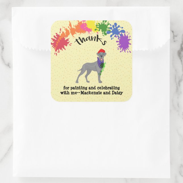 Sticker Carré Great Dane Dog Fun Art fête d'anniversaire (Sac)