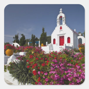 Sticker Carré Grèce, Mykonos, Petite chapelle mignonne dans la