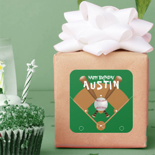 Sticker Carré Green Baseball Field Joyeux anniversaire